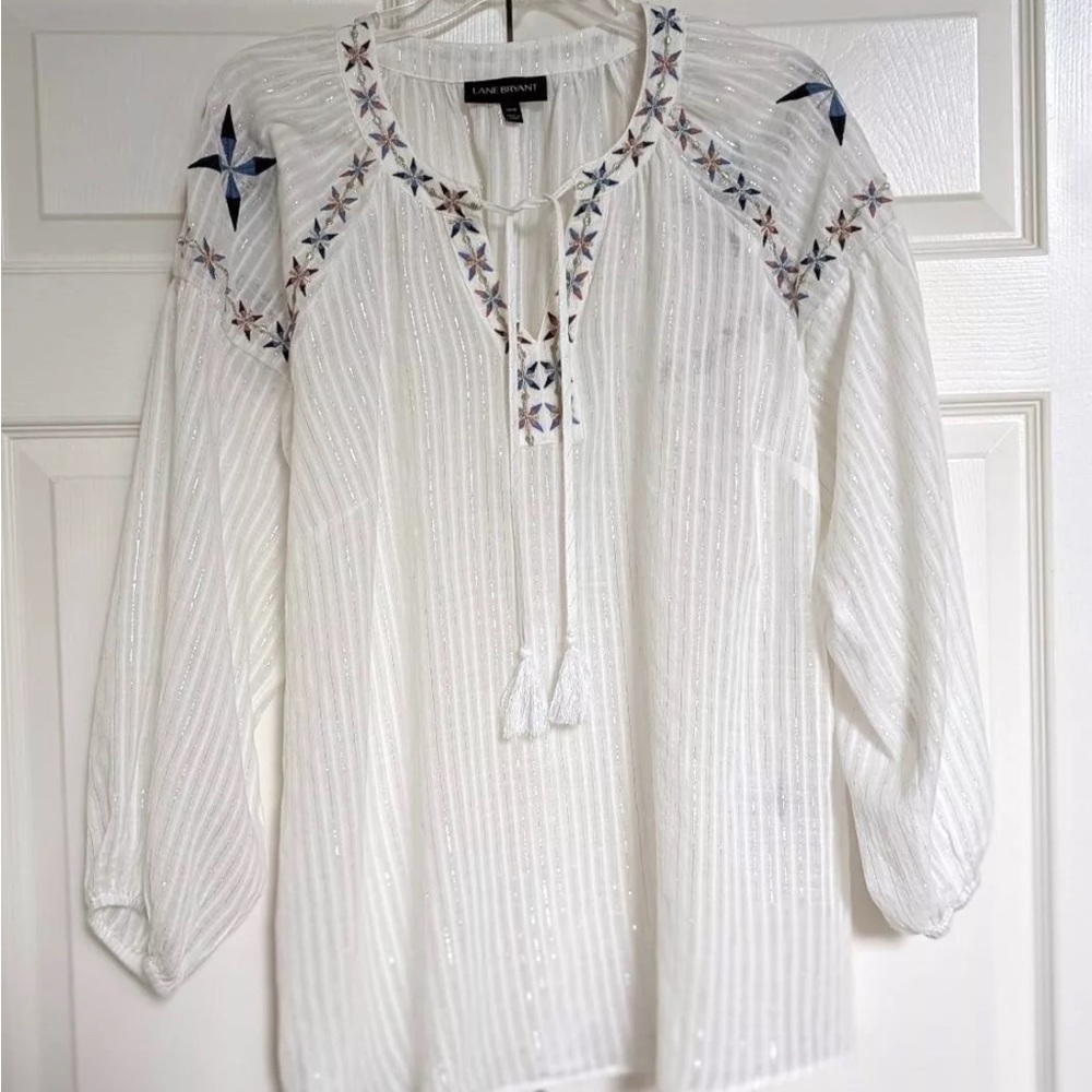White Embroidered Women's Top
